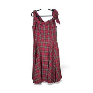 Magnolia Place Red Skater Dress Sleeveless Plaid 2XL (SEE MEASUREMENTS)